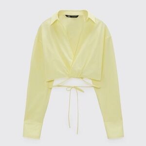Zara Yellow Cropped Shirt